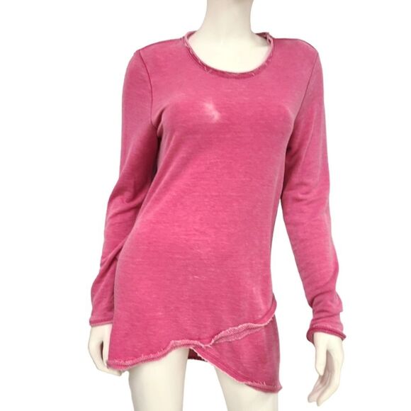 Workshop Republic Pink Sweatshirt Womens Medium Distressed Tunic - Picture 1 of 6